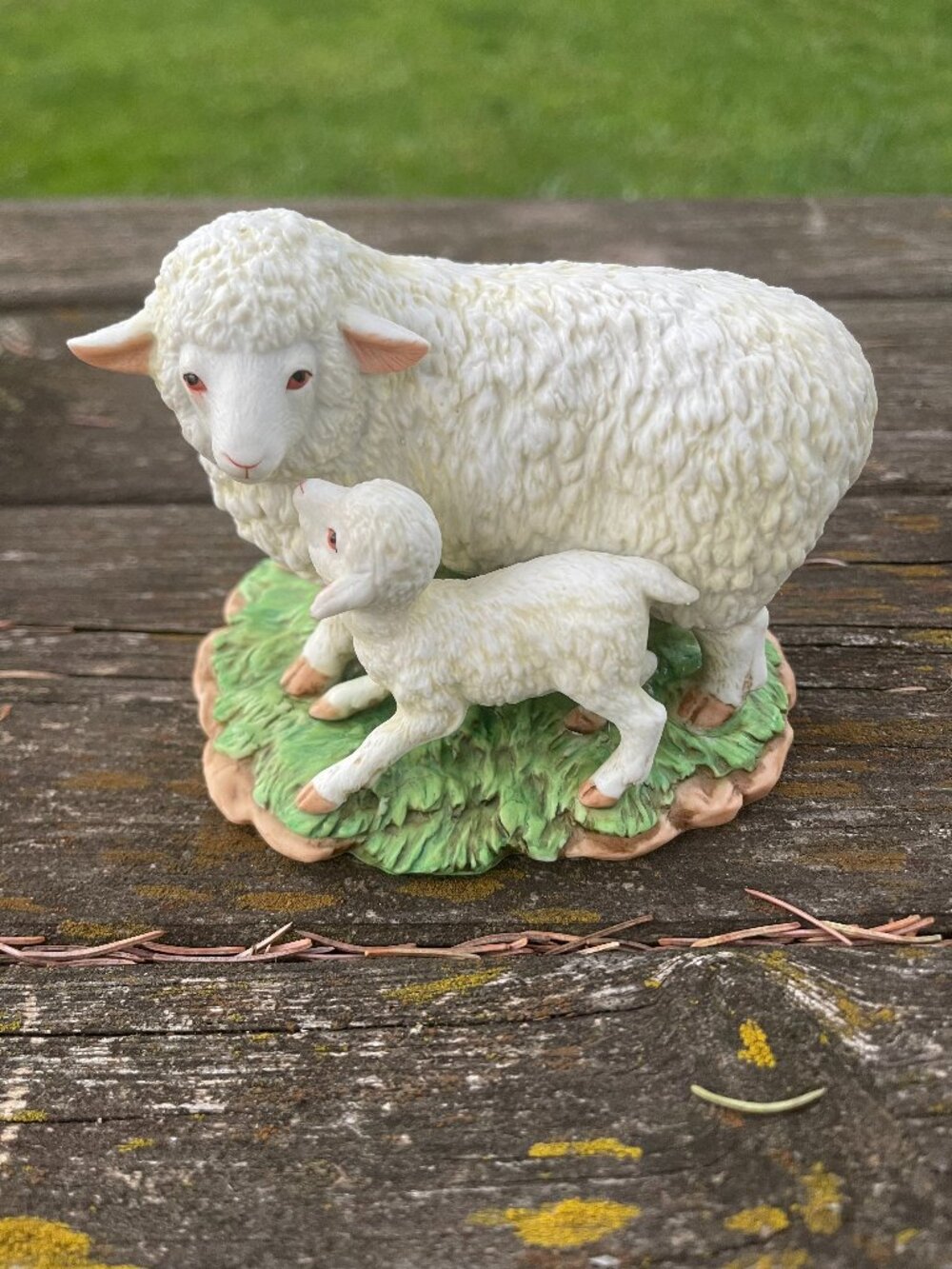 Vintage Homco Figurines Numbered 1483 Sheep and Lamb Porcelain Statues 1984